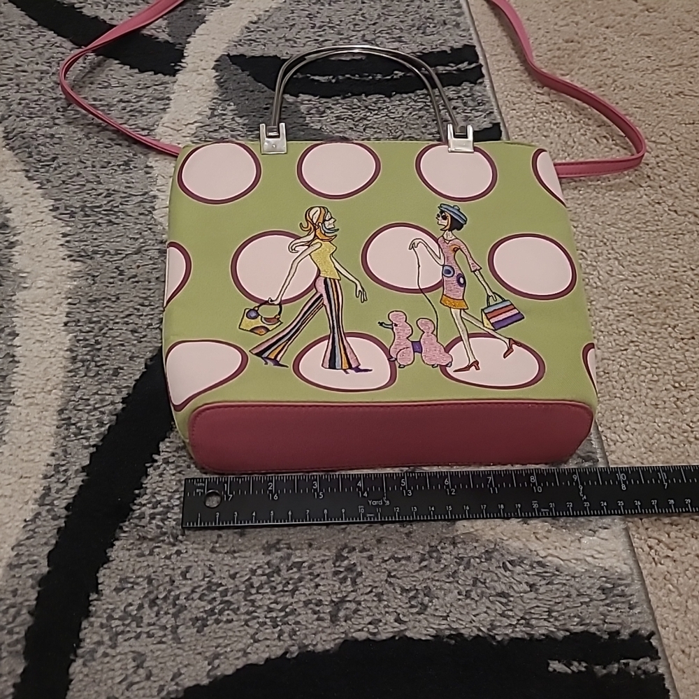 90s Y2K Girls Chic Handbag Pink/green Embroidered Girls - Picture 9 of 11